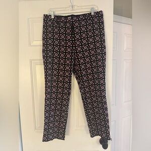 Ann Taylor Navy Cropped Printed Ankle Pants